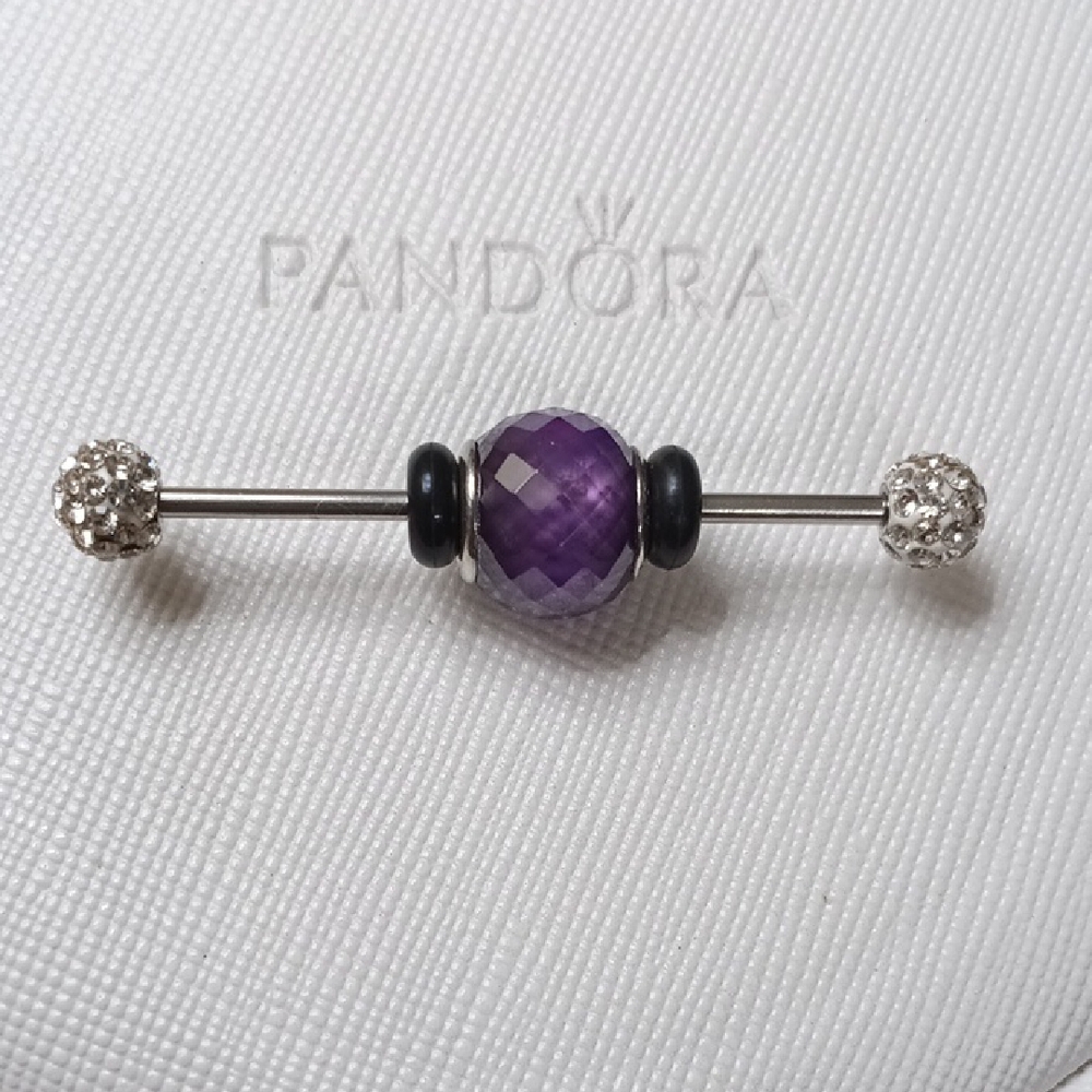 Pandora Silver Purple CZ Petite Facets Charm.